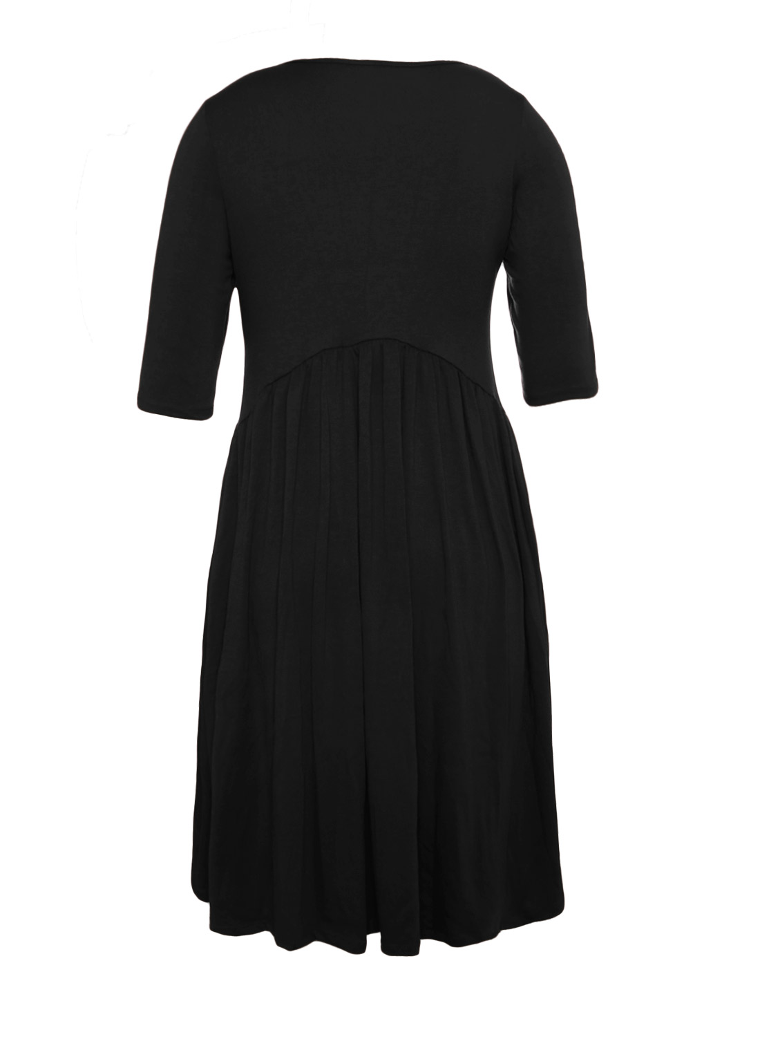 BY61653-2 Black 3 Sleeve Draped Swing Dress